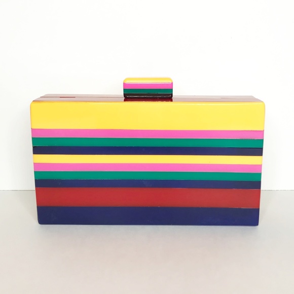 CLOSET REHAB Handbags - Acrylic Party Box in Multicolor Stripe